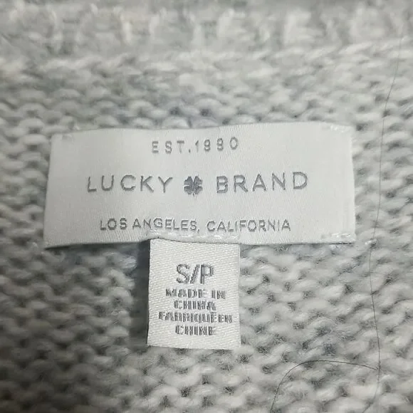 Lucky Brand Sweater Blue Rose Cotton Wool Blend Pullover Size Small - Picture 4 of 6